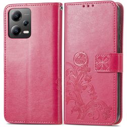 Mobigear Clover Housse POCO X5 Etui Porte-Monnaie - Magenta