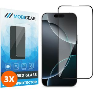 Mobigear Premium iPhone 16 Pro Verre trempé Protection d'écran - Compatible Coque - Noir (Lot de 3)