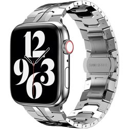 Mobigear Elegance Link Bracelet Acier Apple Watch Fermeture boucle déployante - 49/46/45/44 mm - Argent