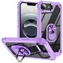 Mobigear Crystal Ring Coque iPhone 17e Coque arrière Rigide avec Anneau-Support - Violet