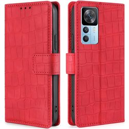 Mobigear Croco Housse Xiaomi 12T Pro Etui Porte-Monnaie - Rouge