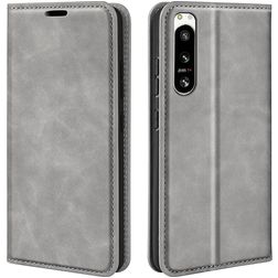 Mobigear Retro Slim Housse Sony Xperia 5 IV Etui Porte-Monnaie - Gris