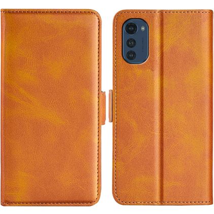 Mobigear Slim Magnet Motorola Moto E32s Étui Portefeuille - Cognac