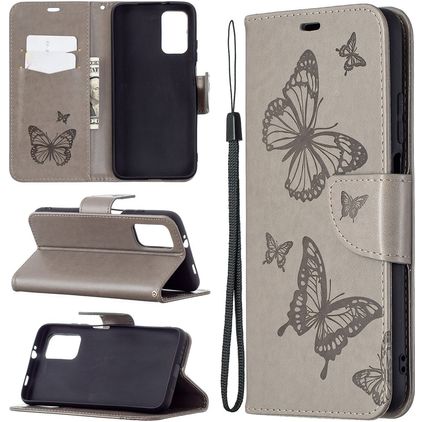 Mobigear Butterfly POCO M3 Étui Portefeuille - Gris