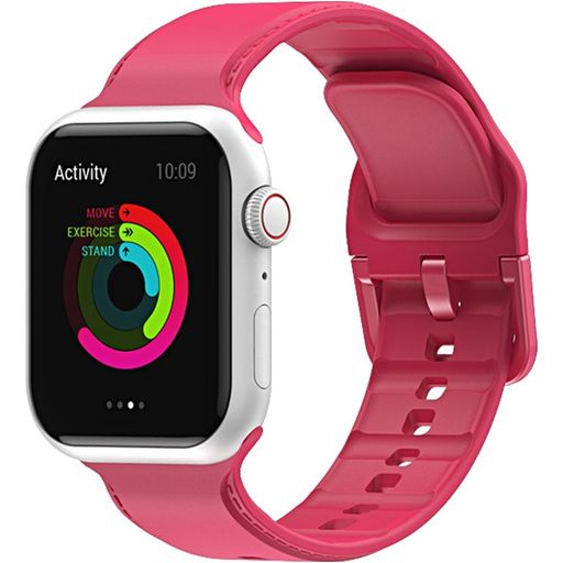 Mobigear Dashed Bracelet Silicone Apple Watch Fermeture boucle ardillon - 42/41/40/38 mm - Rouge