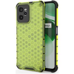 Mobigear Honeycomb Coque Realme C35 Coque arrière Rigide Anti-Chocs - Vert