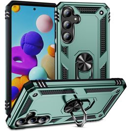 Mobigear Armor Ring Coque Samsung Galaxy A35 Coque arrière Rigide Anti-Chocs avec Anneau-Support - Vert