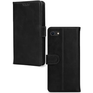 Mobilize Wallet Housse iPhone SE (2020) Etui en Cuir Véritable Porte-Monnaie - Noir