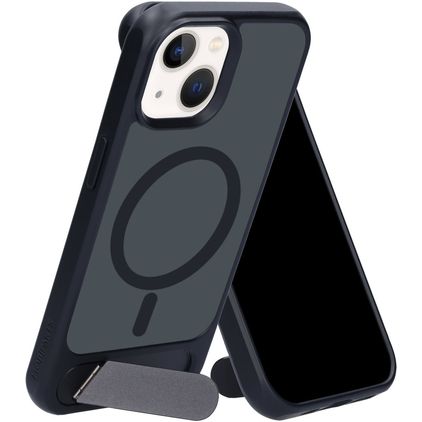 Mobiparts Hardcover Coque iPhone 15 MagSafe Coque arrière Rigide avec Support Amovible - Satin Black