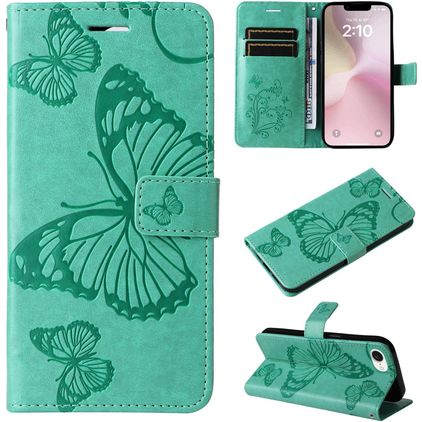 Mobigear Butterfly Housse iPhone 17e Etui Porte-Monnaie - Vert