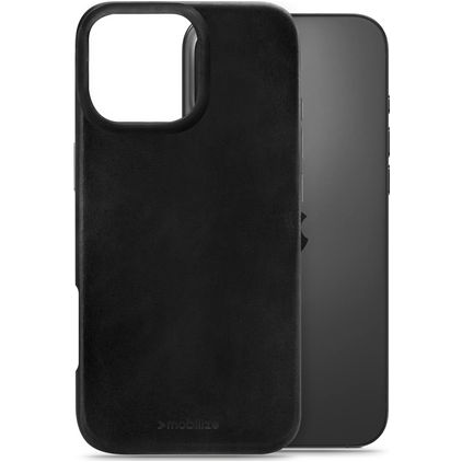 Mobilize Premium Coque iPhone 16 Pro Max MagSafe Coque arrière en Cuir Véritable - Noir