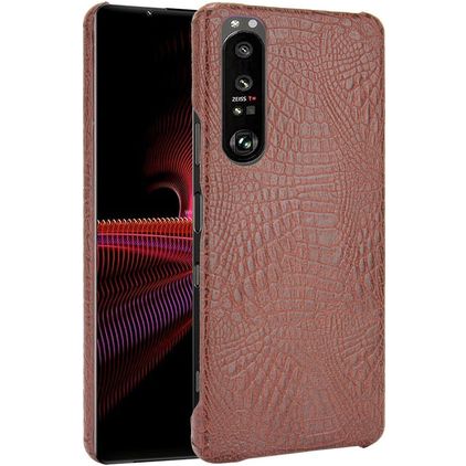 Mobigear Croco Coque Sony Xperia 1 III Coque arrière Rigide - Marron