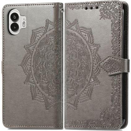 Mobigear Mandala Housse Nothing Phone (2) Etui Porte-Monnaie - Gris