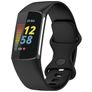 Mobigear Sport Dual Bracelet Silicone pour Fitbit Charge 5 Fermeture à clou et passant - Noir
