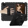 Mobigear SureGrip Xtreme Coque iPad Air 5 (2022) Coque arrière en Plastique rigide,Silicone + Porte-crayon + Bandoulière + Support Amovible - Noir