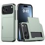 Mobigear Card Coque iPhone 18 Pro Coque arrière Rigide Anti-Chocs avec Porte-Cartes - Dark Green