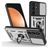 Mobigear Armor Ring Cam Slide Samsung Galaxy S25 FE Plastique rigide Coque arrière Antichoc avec bague de maintien et cache caméra coulissant - Argent