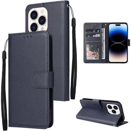 Mobigear Wallet Housse iPhone 14 Pro Max Etui Porte-Monnaie - Bleu Marin