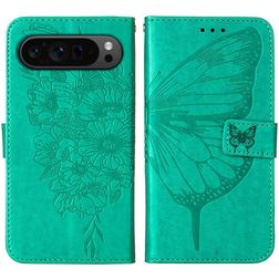Mobigear Butterfly Housse Google Pixel 9 Pro Etui Porte-Monnaie - Vert