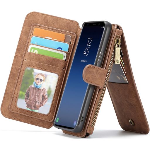 Caseme 007 Housse Samsung Galaxy S9 Etui avec Coque Détachable Porte-Monnaie - Marron