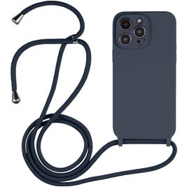 Mobigear Lanyard iPhone 15 Pro Coque avec cordon en Silicone - Dark Blue
