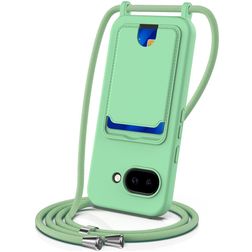 Mobigear Lanyard Card Google Pixel 10a Coque avec cordon en Silicone et Porte-Cartes - Vert