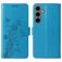Mobigear Flowers Housse Samsung Galaxy S24 FE Etui Porte-Monnaie - Bleu