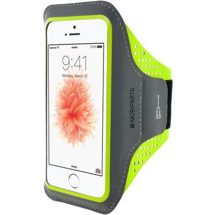 Mobiparts Comfort Fit Brassard Téléphone iPhone SE (2016) Brassard Coque de Sport en Neoprène - Neon Green