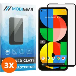 Mobigear Premium Google Pixel 5a 5G Verre trempé Protection d'écran - Compatible Coque - Noir (Lot de 3)