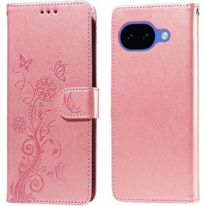 Mobigear Flowers Housse Google Pixel 10a Etui Porte-Monnaie - Rose doré