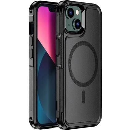 Mobigear Traveller Coque iPhone 13 MagSafe Coque arrière Rigide Anti-Chocs - Noir