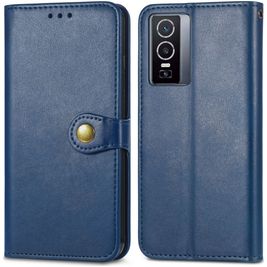 Mobigear Snap Button Housse Vivo Y76 Etui Porte-Monnaie - Bleu