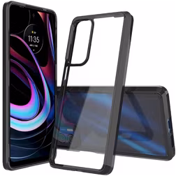 Mobigear Crystal Coque Motorola Edge (2021) Coque arrière Rigide - Transparent / Noir
