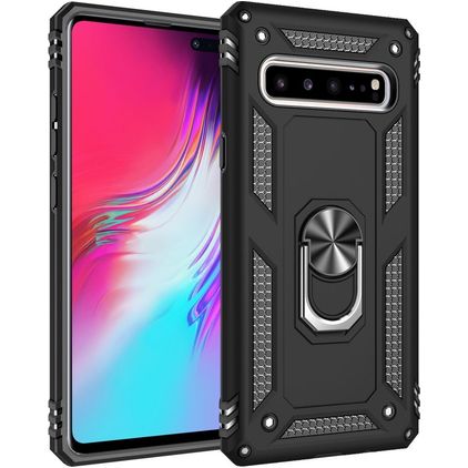 Mobigear Armor Ring Coque Samsung Galaxy S10 5G Coque arrière Rigide Anti-Chocs avec Anneau-Support - Noir