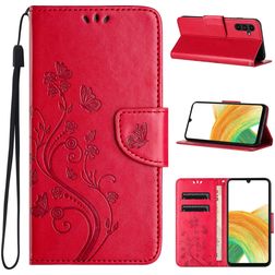Mobigear Flowers Samsung Galaxy A35 Étui Portefeuille - Rouge