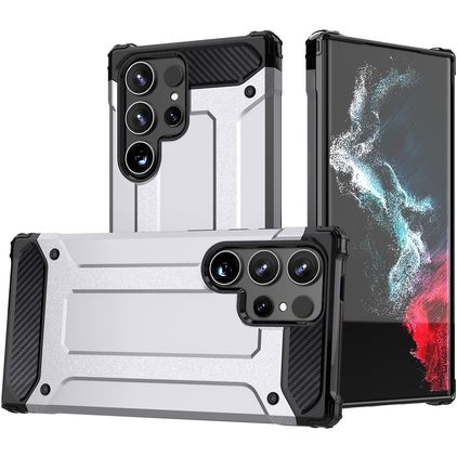 Mobigear Outdoor Coque Samsung Galaxy S24 Ultra Coque arrière Rigide Anti-Chocs - Argent