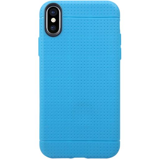 Mobigear Grip Coque iPhone XS Coque arrière en TPU Souple avec Support Amovible - Bleu