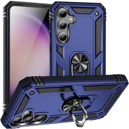 Mobigear Armor Ring Coque Samsung Galaxy S23 FE Coque arrière Rigide Anti-Chocs avec Anneau-Support - Bleu