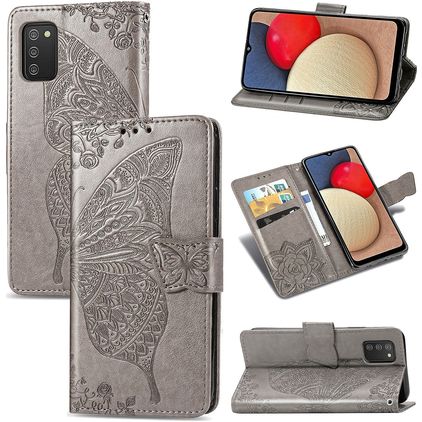 Mobigear Butterfly Housse Samsung Galaxy A03s Etui Porte-Monnaie - Gris