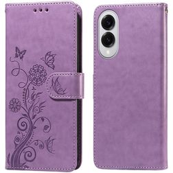 Mobigear Flowers Housse Samsung Galaxy S25 Edge Etui Porte-Monnaie - Violet