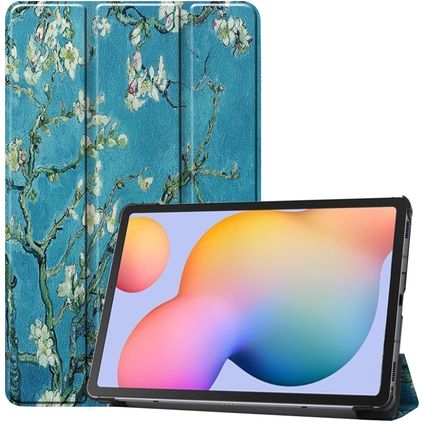 Mobigear Tri-Fold Coque Samsung Galaxy Tab S6 Lite Etui - Fleurs d'amande