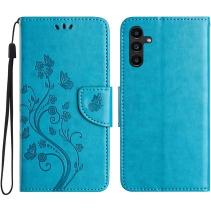 Mobigear Flowers Samsung Galaxy A36 Étui Portefeuille - Bleu