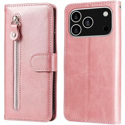 Mobigear Zipper Housse iPhone 17 Pro Etui Porte-Monnaie - Rose doré