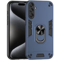 Mobigear Armor Ring Samsung Galaxy M55 Plastique rigide Coque arrière Antichoc avec bague de maintien - Bleu