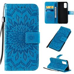 Mobigear Sunflower Housse Samsung Galaxy S20 Etui Porte-Monnaie - Bleu