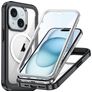 Mobigear Rugged Mag Coque iPhone 15 MagSafe Coque arrière Rigide Anti-Chocs - Noir