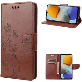 Mobigear Flowers Housse Samsung Galaxy M23 Etui Porte-Monnaie - Marron