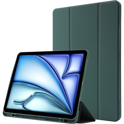 Mobigear Tri-Fold Gel Coque iPad Air 11 Pouces (2025) Etui en TPU,Similicuir + Porte-crayon - Vert