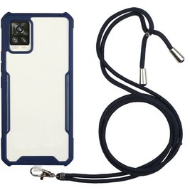 Mobigear Lanyard Samsung Galaxy A72 Coque avec cordon en TPU Souple - Transparent / Dark Blue