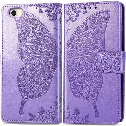 Mobigear Butterfly Housse iPhone SE (2022) Etui Porte-Monnaie - Violet